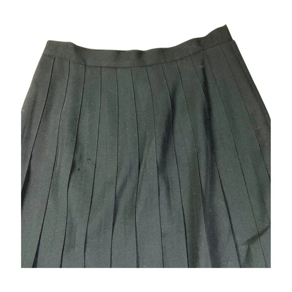 Austin Reed Vintage Pleated Black Wool Midi Skirt Size 10 29" - Picture 9 of 9